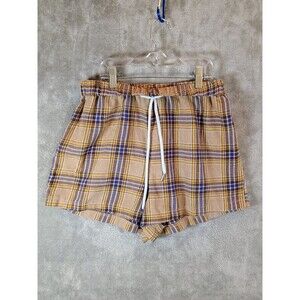 ROMWE Tan Plaid Women's Shorts Medium